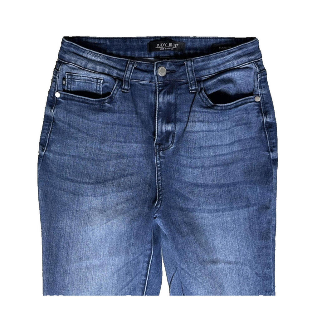 Judy Blue High Rise Flare Fit Jeans Womens 27 Medium Wash Y2K 90s Blue Denim - Picture 2 of 8